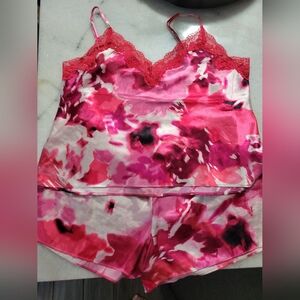 Linea Donatella Vibrant Pink Floral Satin Pajama Set